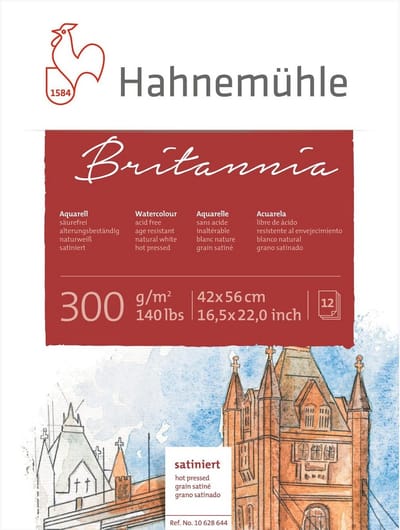 Blok Aquarelpapier 300gr Hot Pressed Wit - 42x56 cm - 12 Vel
