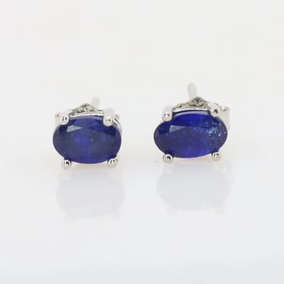 Gecertificeerde 925 Sterling Zilveren Oorbellen met Natuurlijke Blauwe Saffier - Dames Oorstekers