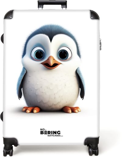 NoBoringSuitcases.com® - Koffer groot - Reiskoffer lichtgewicht - Pinguïn - Dieren - Meisjes - Kind - Jongens - Rolkoffer met 4 wielen - Grote trolley XL - 98 liter bagage