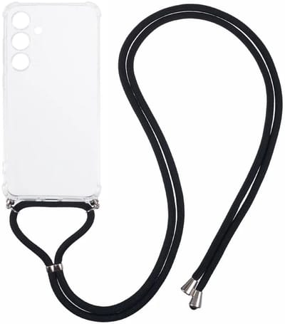 Schokbestendig Transparant Hoesje met Koord Geschikt voor Samsung Galaxy S24 FE | Shockproof Back Cover met Ketting | Flexibel TPU | Doorzichtig