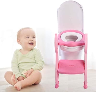 Verstelbare Toilet Trainer voor Kinderen met Opvouwbare Ladder en Antislip Matten voor Peuters en Kleuters 56 x 33.5 cm