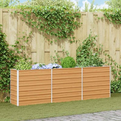 vidaXL - Verhoogde - plantenbak - Lichtbruin - 240 - x - 40 - x - 77 - cm - Gegevens - staal
