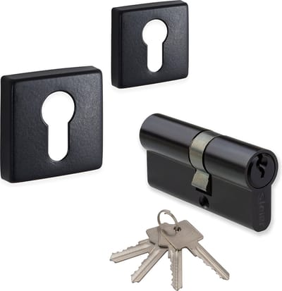 COMBINATIE profielcilinderrozet Eliot® - mat zwart + Cilinderslot zwart 30/30
