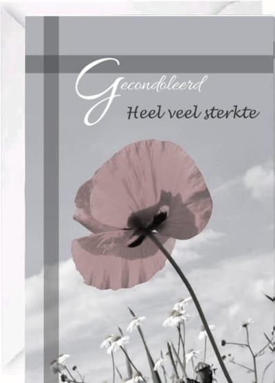 Premium Luxe Condoleance kaart - Rouwkaart - Sterktekaart - Met Oprechte Deelneming - Gevouwen kaart met envelop - 17x12cm