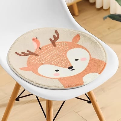 Ronde Zachte Kinderzitkussen - Comfortabel Zitkussen voor Kinderen, Dierenprint, Ideaal voor Sofa en Vloer, 30 x 30 cm