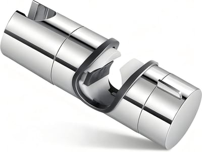Verstelbare Handdouche Houder voor Glijbalken met 360° Rotatie, Geschikt voor Diameter 18-25 mm, Duurzaam ABS Kunststof in Zilver en Wit