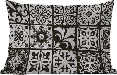 Buitenkussens - Tuin - Patronen - Zwart - Wit - Bloemen - Abstract - 50x30 cm