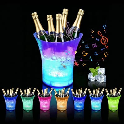 Led-ijsemmer met Bluetooth-luidspreker, 5 liter, meerkleurig, champagnebak, flessenkoeler voor feestjes en festivals, grote container voor wijn en bier
