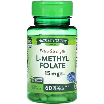 Nature's Truth, Extra Sterkte l-methylfolaat, 15 mg, 60 capsules met snelle afgifte (7,5 mg per capsule)