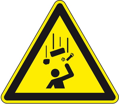 Waarschuwingsbord vallende voorwerpen - kunststof - W035 150 mm