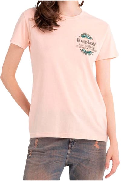 Replay W3217l.000.23314e.718 T-shirt Met Korte Mouwen Oranje S Vrouw