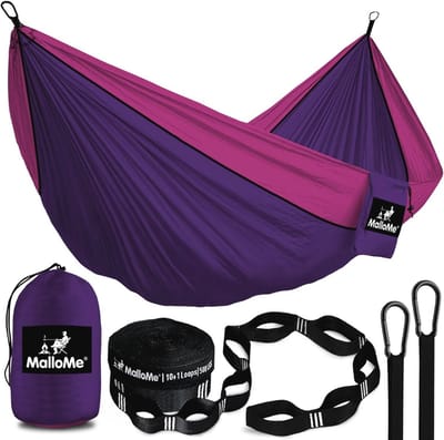 Draagbare Camping Hangmat - Dubbele Hangmat voor 2 Personen - Buiten Hangmat met Accessoires - Lichtgewicht en Handig voor Reizen