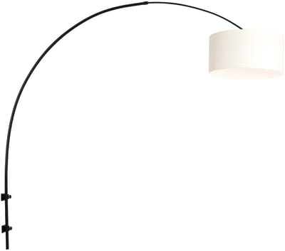 Zwarte wandlamp van metaal en textiel, 145 cm hoog met 40 cm brede kap - Sparkled Light 8138ZW - Steinhauer - Modern Klassiek