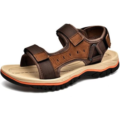 Nieuwe Zomersandalen voor Heren Outdoor Reizen Strand Schoenen Casual Echt Leer Zachte Zool Antislip Klittenband Vietnamees Sandalen 47