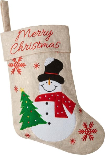 dressforfun - Sint-Niklaaslaarzen in jutelook met sneeuwmanmotief - verkleedkleding kostuum halloween verkleden feestkleding carnavalskleding carnaval feestkledij partykleding - 303317