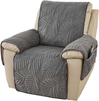 Stretch Stoelcover voor Relaxfauteuil - Korte Pluche Bescherming voor 1-Zits Relaxstoel - Elastische Hoes voor TV Stoel in Donkergrijs