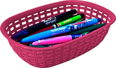 Hega Hogar Opbergmandje/kastmandje - fuchsia roze - 3 liter - kunststof - 21 x 30 x 7 cm - kleine opslag bakjes - manden