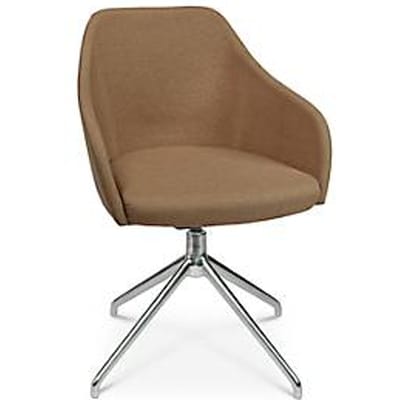 Conferentiestoel Topstar Sitness Life 2.1, draaibaar/zitting in hoogte verstelbaar, armleuningen, B 350-480 x D 460 x H 460-490 mm, 4-poots onderstel, gepolijst aluminium & stof, h.bruin