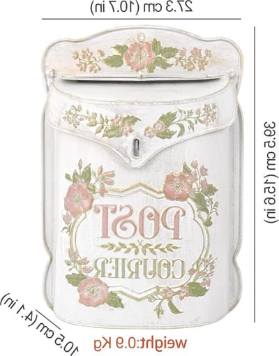 Outdoor Vintage Mailbox Wall Mount - Antique Style Nostalgic Charm Home Decor - Metal Mailbox Garden Flower Pattern
