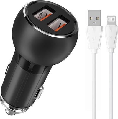 LDNIO - C503Q - 2USB - Snel lader - 36W - Quick Charger - Car Charger + Geschikt voor: Lightning Kabel - Geschikt voor : Apple iPhone - X / Xs / Xs Max / 11 / 12 Pro / 12 Pro Max / 13 / 13 Pro / 13 Pro Max / 14 / 14 Pro / 14 Pro Max