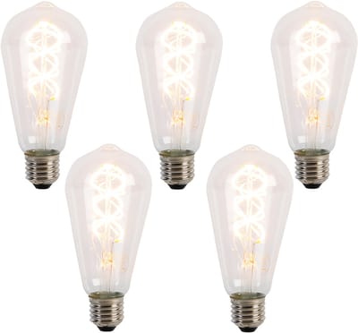 LUEDD Set van 5 E27 LED lampen spiraal filament ST64 5W 400 lm 2200K