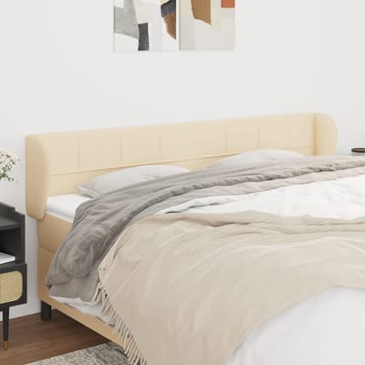 vidaXL - Hoofdbord - met - randen - 183x23x78/88 - cm - stof - crèmekleurig
