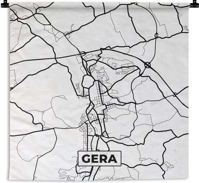 Wandkleed - Wanddoek - Plattegrond - Gera - Kaart - Stadskaart - 180x180 cm - Wandtapijt