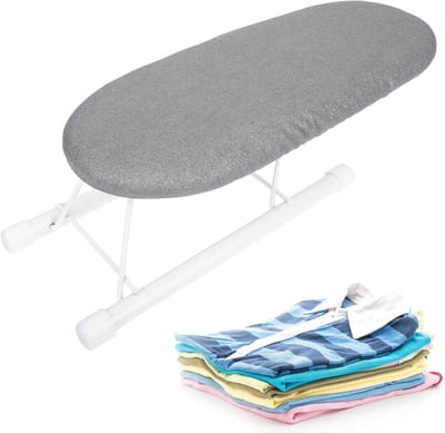 Thijox - Mini Strijkplank - Draagbare Opvouwbare Strijkplank voor Thuis, Reizen en Naaien - Compacte Grijze Plank met Inklapbare Poten - Ideaal voor K