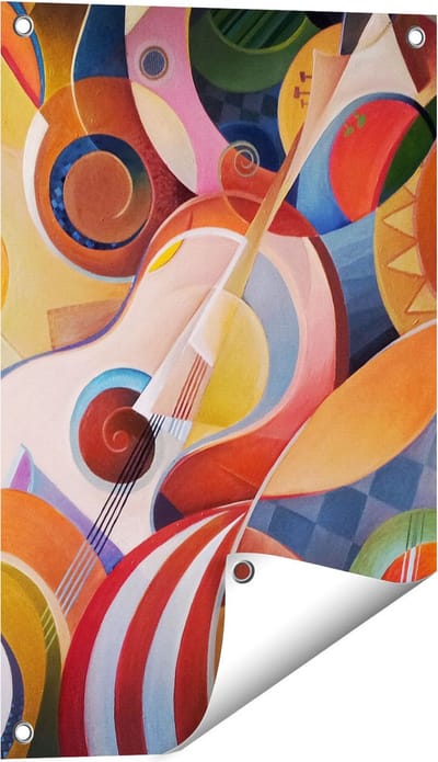 Gards Tuinposter Kleurrijke Gitaar Achtergrond - Abstract - 40x60 cm - Tuindoek - Tuindecoratie - Wanddecoratie buiten - Tuinschilderij