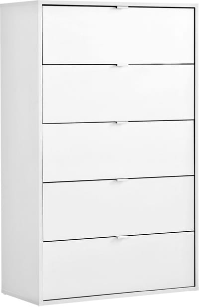 mokebo commode 'Die Stilvolle' (80x117x40cm) sideboard, voor slaapkamer, hal & kinderkamer met 5 houten lades in wit