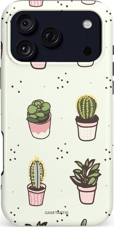 Casetastic hoesje geschikt voor Apple iPhone 17 Pro Max - MagSafe - Dubbellaagse bescherming - Familie Cactus - Fashion Case - Wit Zilver Taupe