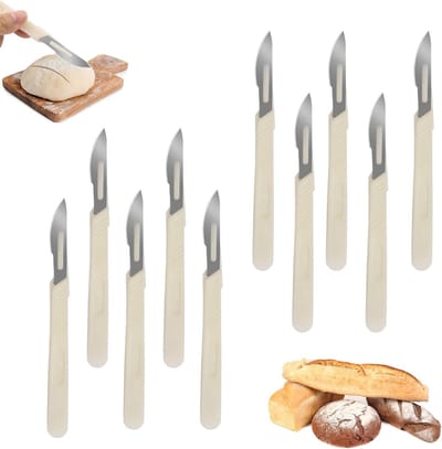 10 Stuks Broodmes met Lange Handgreep voor het Snijden en Graveren van Broodpatronen en Motieven voor DIY-projecten