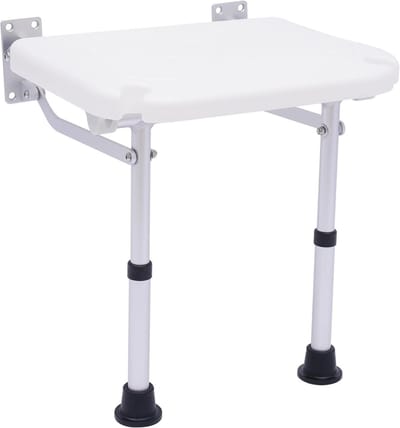 Klapstoel Douchestoel - Wandmontage Douchekruk - Veilig Douchen - Opvouwbaar Wandmontage - Tot 100 kg - Wit
