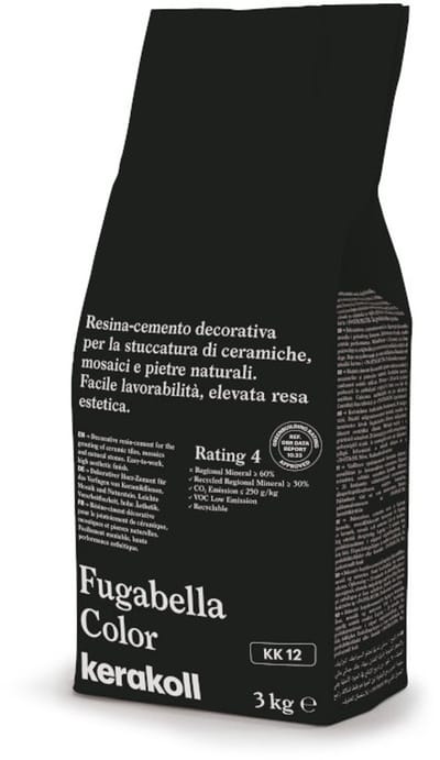 Kerakoll Fugabella Voegmiddel KK12 - Kleur 12 Zwart - 3 kg Voegmortel voor Tegels & Natuursteen - Verkrijgbaar in 50 Kleuren - Greenbuild rating 4