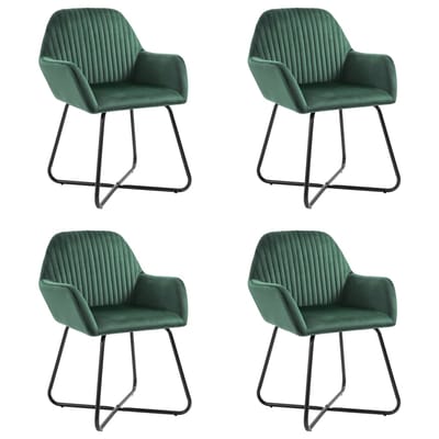 vidaXL - Eetkamerstoelen - 4 - st - fluweel - groen