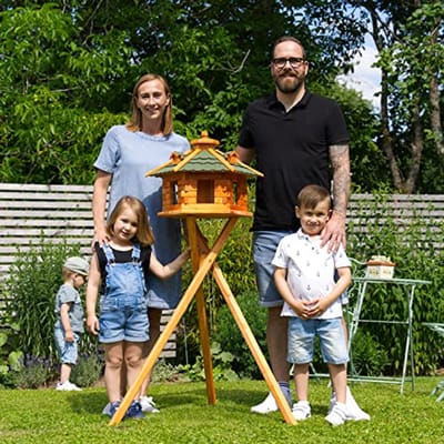 Vogelhuisje met standaard en solarverlichting - weerbestendig en decoratief - maatkeuze L-XXL