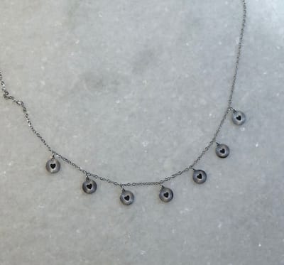 hartjes ketting coins zilver - bedels met hart - necklace with charms - kleur zilver - Stainless steel - cadeau idee