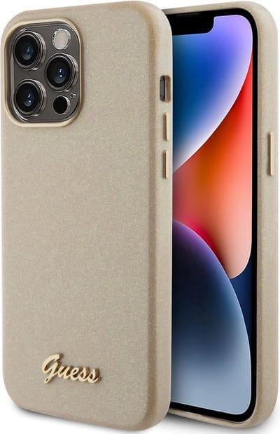 Guess Glitter Glossy Back Case - Geschikt voor Apple iPhone 15 Pro Max (6.7") - Goud