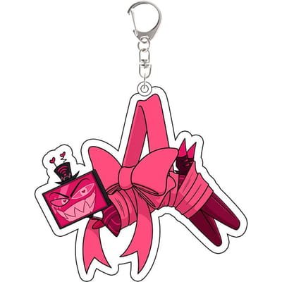 Anime Acryl Sleutelhanger Vox Angel Dust Alastor Lucifer Morningstar Perifere Aangepaste Tekeningen Rugzak Accessoires Hanger Cadeau pink