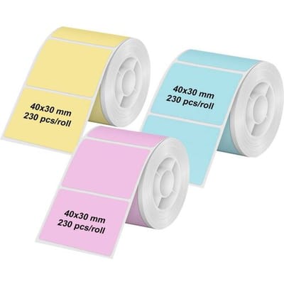 Olympia 6323 Etiketten (rol) 40 x 30 mm Thermisch papier Meerdere kleuren, Roze, Blauw, Geel 3 stuk(s) Permanent hechtend Universele etiketten