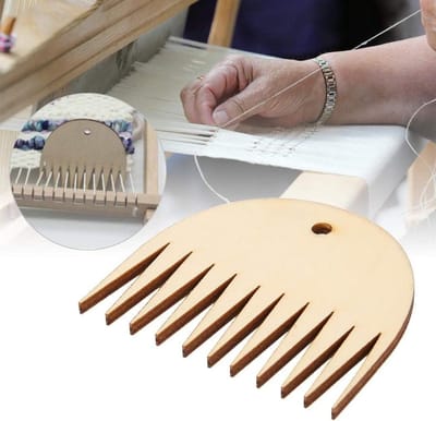 Houten Weefkam - Weefgereedschap - Ambachtelijk Weven - 11 Tanden Ontwerp - 7.5 cm Lengte - Houtkleur