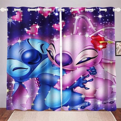 Stitch Cartoon Anime Stofdicht Balkonscherm Gordijnen Voor Woonkamer Slaapkamer Verduisterende Gordijnen Polyester Thuis 100x140