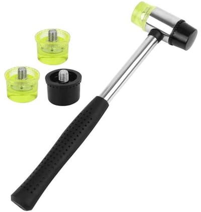 Mini Rubber Hamer met Antislip Greep en 2 Reservekoppen - Ideaal voor Hout, kunststof en Doe-Het-Zelf Klussen