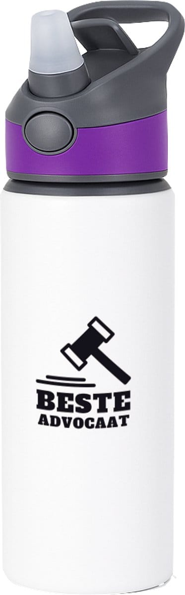 Hacebo® - beste advocaat waterfles met rietje paars - Beste advocaat - collega - cadeau - water fles - 650ML