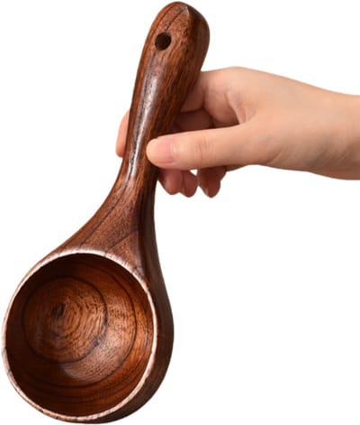 2 stuks - Soeplepel van jujubehout - Grote huishoudelijke paplepel - Keukengerei - 22*9 cm - Donkerbruin