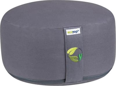 Meditatiekussen Ecoyogi Grijs Standaardmaat 15 cm x 30 cm (Hoogte x Diameter) – Wasbare Buitenhoes – Aanpasbare Boekweit Vulling - 100% Gecertificeerd Biologisch Katoen | GOTS Gecertificeerd - Duurzaam Yoga zit kussen – Yogakussen