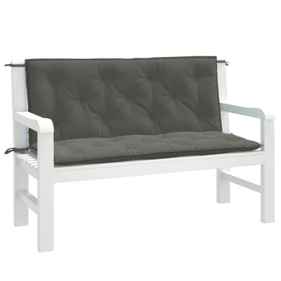 vidaXL - Tuinbankkussens - 2 - st - 120x50x7 - cm - stof - gemêleerd - donkergrijs