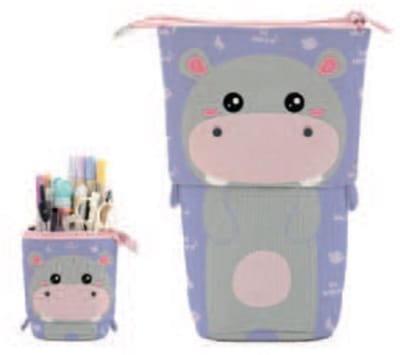 iTotal Pop-up Pecil Case HIPPO nijlpaard etui voor school, uitbreidbaar 13.5x6.0x19.0cm