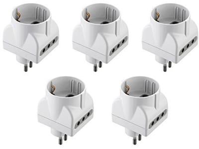 Set van 5 adapters met kleine 10 A stekker - Wit