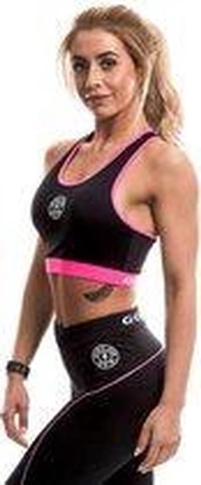 Gold's Gym Ladies Sports Crop Top - Black/Hot Pink - XS